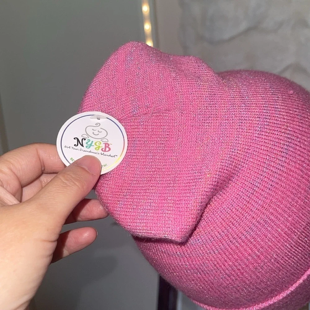 Pink Beanie with Smiley Face Patch